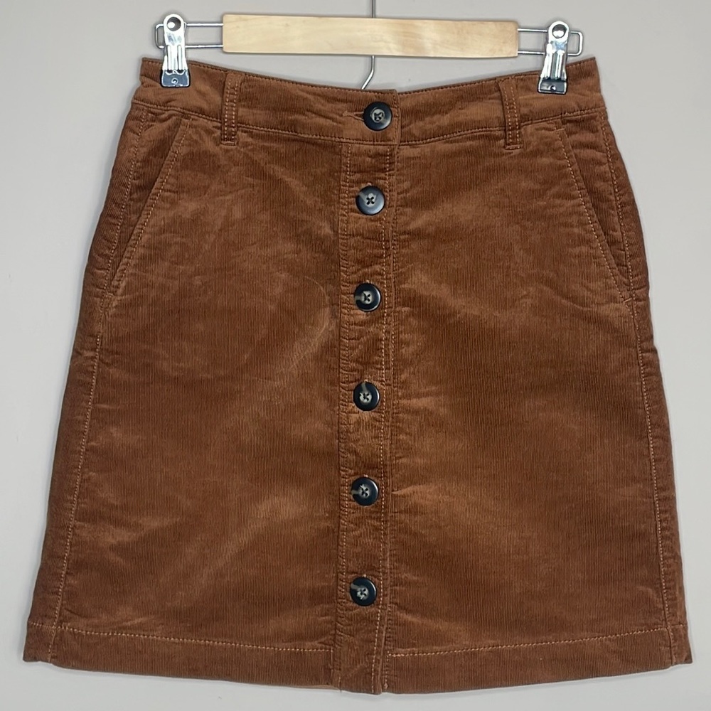 Cabi Brown Corduroy Button Front Skirt